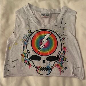 Firehouse Kids White Skull Rainbow Tee